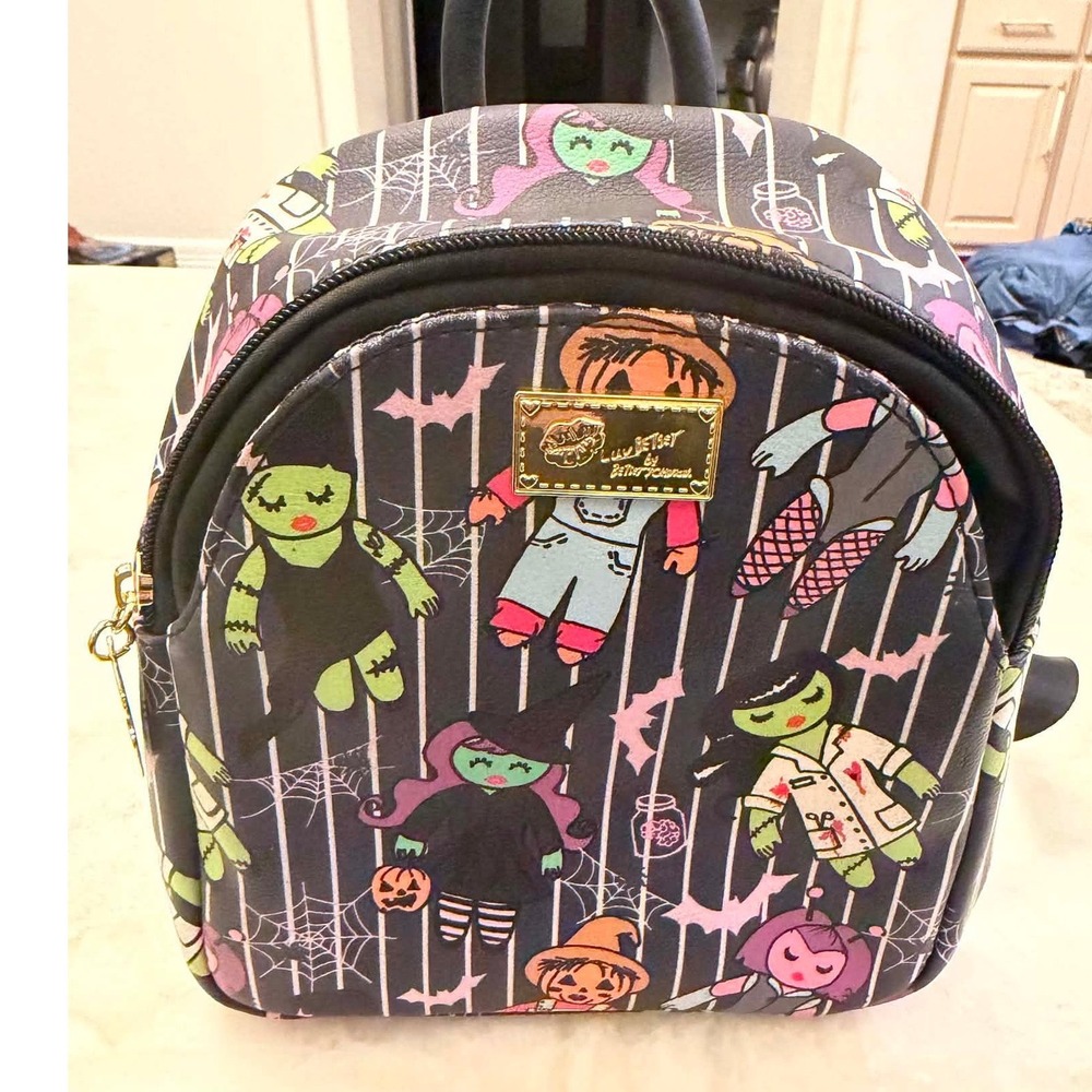Luv Betsey by Betsey Johnson Halloween Mini Backpack Spooky Characters Striped